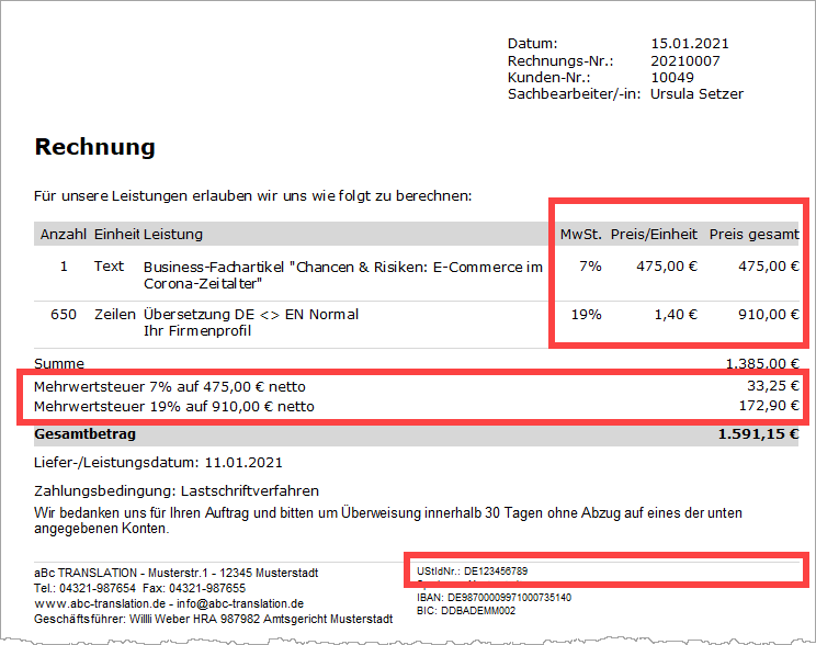 Umsatzsteuer auf Rechnungen: Worauf kommt es an?